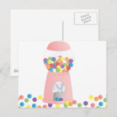 Rosa Gumball-Maschine Postkarte (Vorne/Hinten)