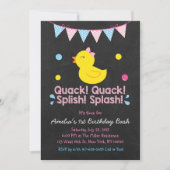 Rosa Gummi Duck 1. Geburtstag Einladung (Vorderseite)