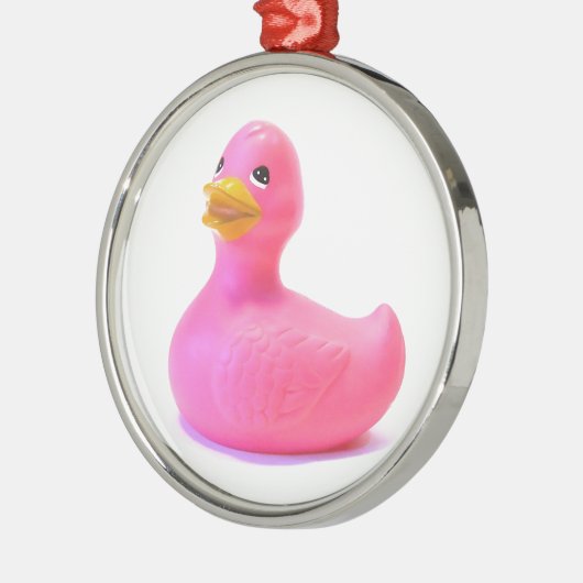 Rosa Gummi Duck Silbernes Ornament (Links)