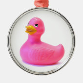Rosa Gummi Duck Silbernes Ornament (Vorne)