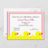 Rosa Gummi Ducky Duwer Einladung (Vorne/Hinten)