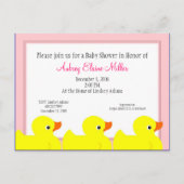 Rosa Gummi Ducky Duwer Einladung (Vorderseite)