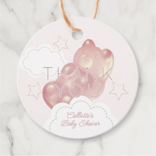 Rosa Gummibärchen-Wolken-Star-Baby-Party Geschenkanhänger