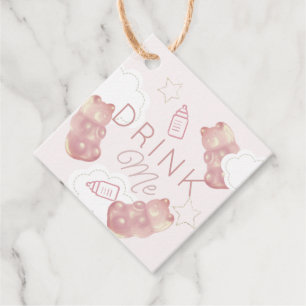Rosa Gummibärchen-Wolken-Stern-Trink-mich Geschenkanhänger
