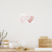 Rosa Gummibärchen-Wolken-Stern Trinke-mich Poster (Küche)
