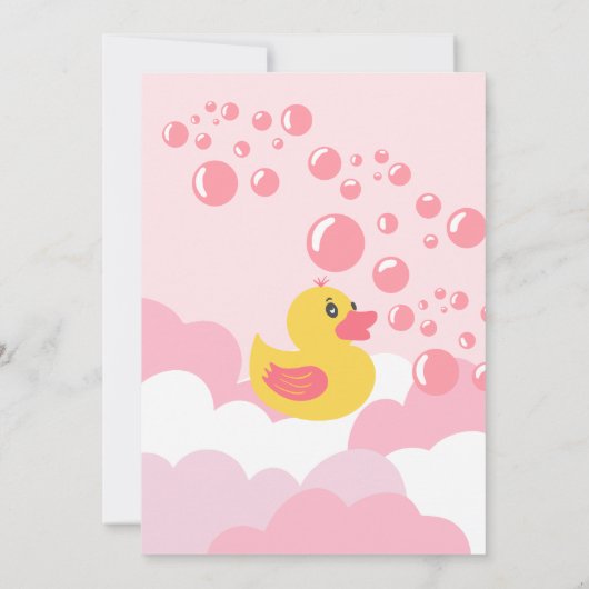 Rosa gummiente Splash Bläschen Babydusche Einladung (Rückseite)