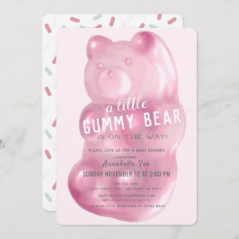 Rosa Gummy Bear GIrl Babydusche Einladung