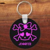 Rosa gürteliger Emo-Schädel mit Bugnadel Schlüsselanhänger (Vorderseite)