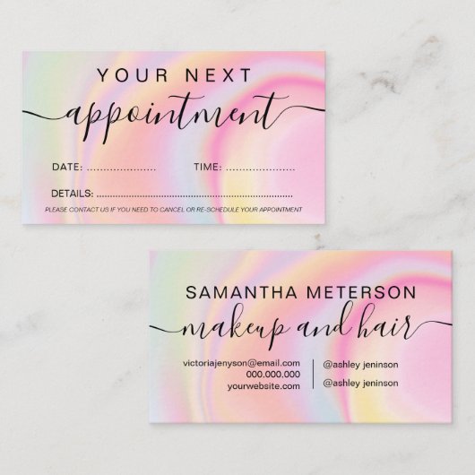 Rosa, gürteliger Regenbogen, Marmor Terminkarte (Vorne/Hinten)