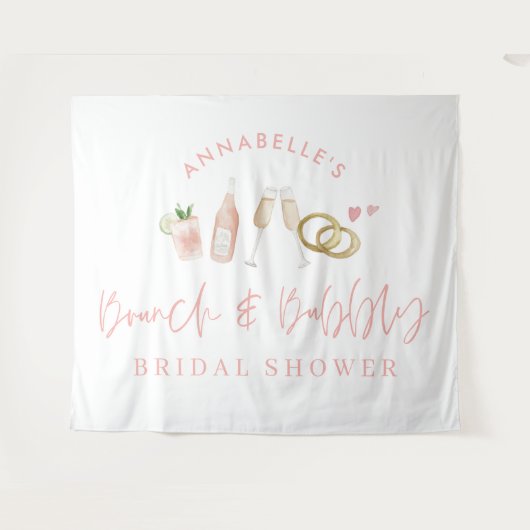 Rosa gürtelndes Brautparty Wandteppich (Vorderseite (Horizontal))