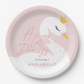 Rosa gürtelschönes Schwan-Party Pappteller (Vorderseite)