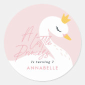 Rosa gürtelschönes Schwan-Party Runder Aufkleber (Vorderseite)