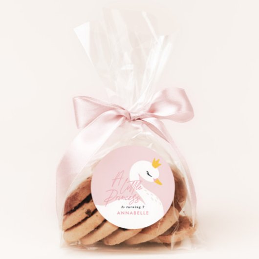 Rosa gürtelschönes Schwan-Party Runder Aufkleber