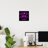 Rosa gürtiger Emoskull mit Bogen Poster (Heimbüro)