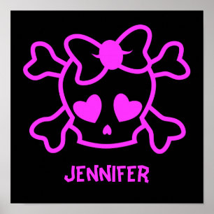 Rosa gürtiger Emoskull mit Bogen Poster