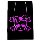 Rosa gürtiger Emoskull mit Bugjugendmädchen schwar Mittlere Geschenktüte (Vorderseite)
