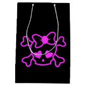 Rosa gürtiger Emoskull mit Bugjugendmädchen schwar Mittlere Geschenktüte (Rückseite)