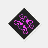 Rosa gürtiger Emoskull mit Bugjugendmädchen schwar Serviette (Ecke)