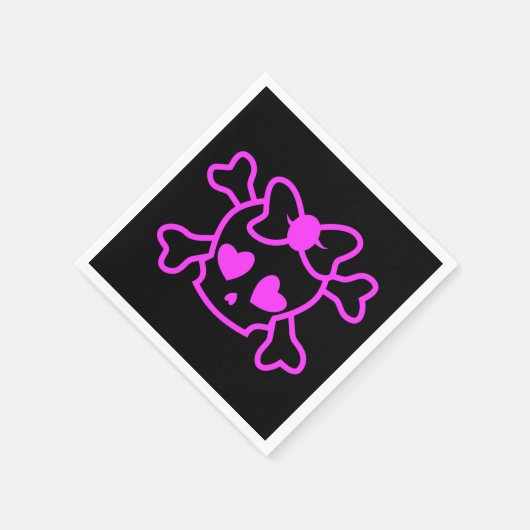 Rosa gürtiger Emoskull mit Bugjugendmädchen schwar Serviette (Ecke)