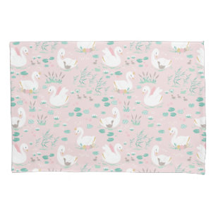 Rosa, gürtnisch niedliche Schwan, elegant und blüh Kissenbezug