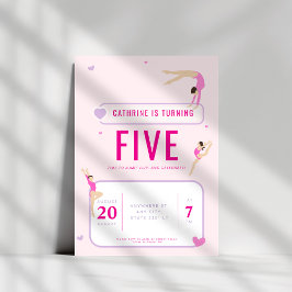 Rosa Gymnastik Geburtstagsparty Einladung