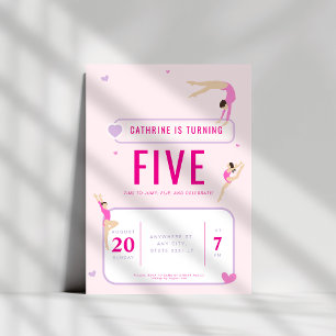 Rosa Gymnastik Geburtstagsparty Einladung