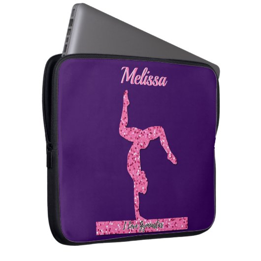 Rosa Gymnastik Girl Sparkle Balancebar Laptopschutzhülle (Vorne Rechts)