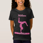 Rosa Gymnastik Girl Sparkle Balancebar T-Shirt (Vorderseite)