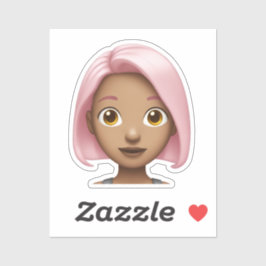Rosa-Haar Avatar Emoji Aufkleber