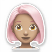 Rosa-Haar Avatar Emoji Aufkleber (Vorderseite)