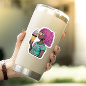 Rosa Haar Girl Holding a Ice Cone Aufkleber