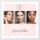 Rosa Haar-, Make-up- & Schönheitsstudio-Branding Fensteraufkleber (Blatt)