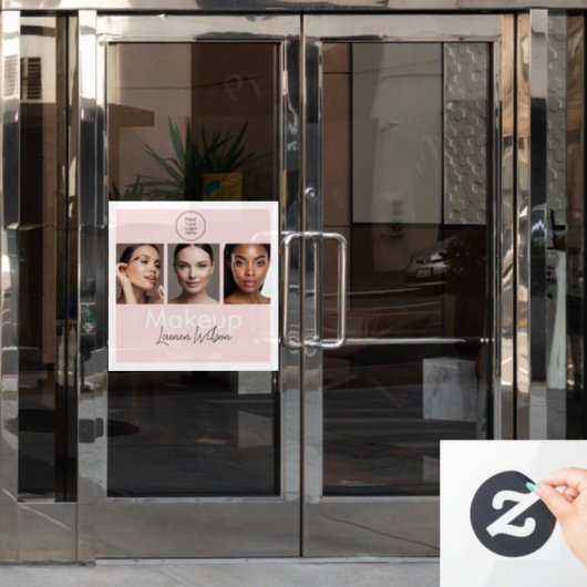 Rosa Haar-, Make-up- & Schönheitsstudio-Branding Fensteraufkleber (Büro Tür)