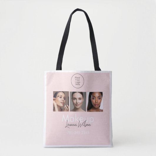 Rosa Haar-, Make-up- & Schönheitsstudio-Branding Tasche (Vorderseite)