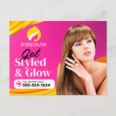 Rosa Haar-Salon mit auffälligen Augen Makeup Artis Postkarte (Vorderseite)