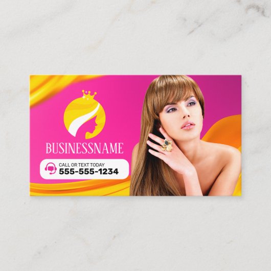 Rosa Haar-Salon mit auffälligen Augen Makeup Artis Treuekarte (Vorderseite)