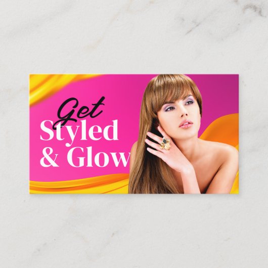 Rosa Haar-Salon mit auffälligen Augen Makeup Artis Visitenkarte (Vorderseite)