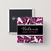 Rosa Haar-Salon-Namen-Abzeichen des Button (Vorne & Hinten)