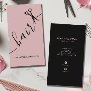 Rosa Haar-Schrift-Stylist-Schere Vertikal Visitenkarte