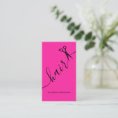 Rosa Haar Script Stylist Schere QR Code Busi Visitenkarte (Stehend Vorderseite)