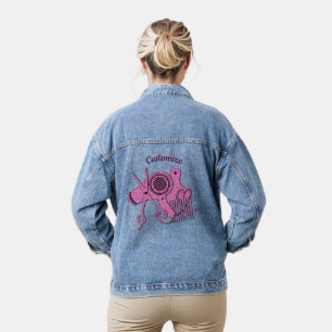 Rosa-Haar-Stylist-Logo Jeansjacke