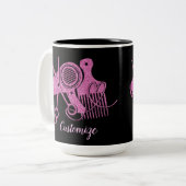 Rosa-Haar-Stylist-Logo Zweifarbige Tasse (Vorderseite Links)