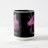 Rosa-Haar-Stylist-Logo Zweifarbige Tasse (Mittel)