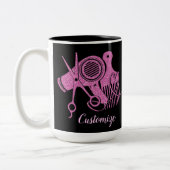 Rosa-Haar-Stylist-Logo Zweifarbige Tasse (Links)