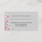 Rosa Haar-Stylist-mit Blumenverabredung des Grau-| Terminkarte (Rückseite)