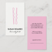 Rosa Haare Buttone Ernennung Terminkarte (Vorne/Hinten)