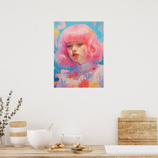 Rosa Haare: Das Wesen der Weiblichkeit Poster (Küche)