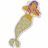 Rosa Haare, Gold Schwanz Meerjungfrau Musik hören Aufkleber (Vorderseite)