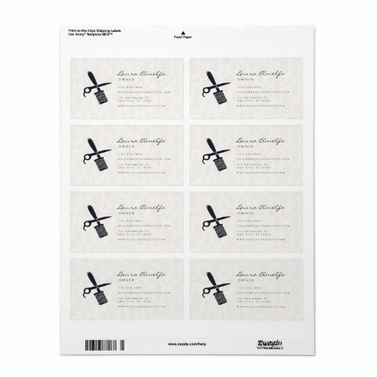 Rosa Haare Stylist mit Weißer Schere Salon (Vorne)