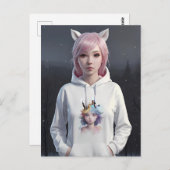 Rosa Haare und Ohren Postkarte (Vorne/Hinten)